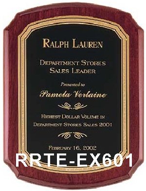 rosewood finish executive plaque with black textured plate - rrte-ex601 large view