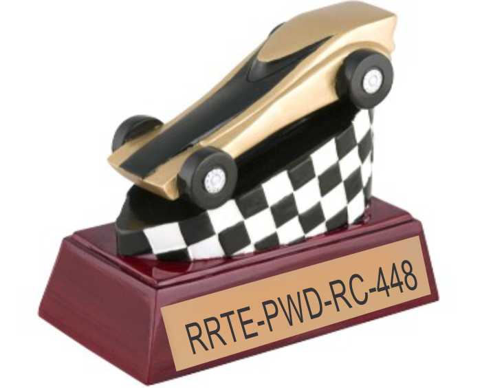 gold tone resin pinewood derby trophy - large picture