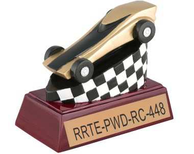 gold tone pinewood derby trophy, small picture